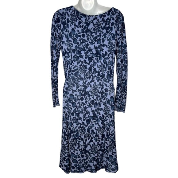 Tory Burch Michele Floral Dress Periwinkle Blue Faux Wrap Ruched V-Neck Small - Picture 8 of 11
